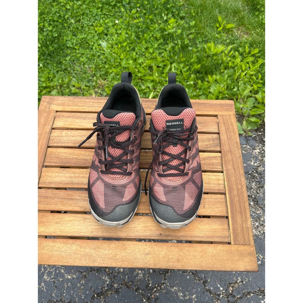 Merrell Womens 9.5 Hiking Trail Shoes Pink Black Outdoor Athletic Sneakers